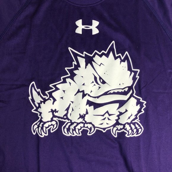 Under Armour Loose Heat Gear Tee Shirt Mens  Medium Purple Short Sleeve Logo C33 - Picture 3 of 6